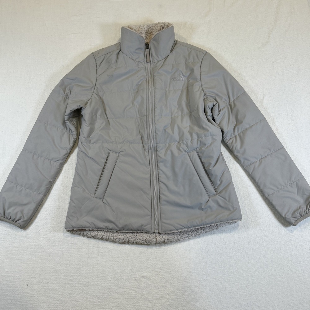 The North Face Women Reversible Jacket Puffer Lined Gray Small READ